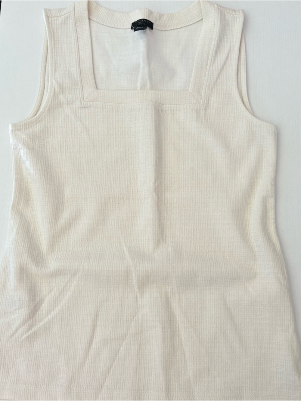 New Cream Square-Neck Ribbed Tank Top